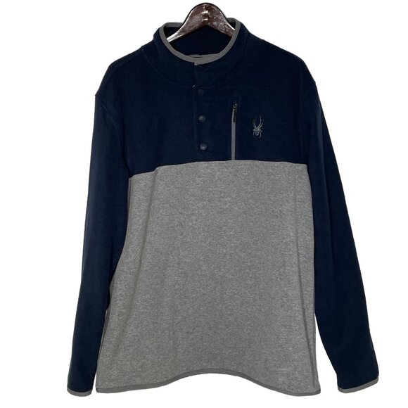 Spyder 1/4 Snap Colorblock Pullover Fleece Blue Gray Sz XL - Picture 1 of 6